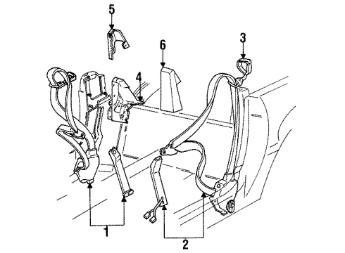 1989 Chevy Corvette BRACKET, Seat Belt Diagram for 10165400