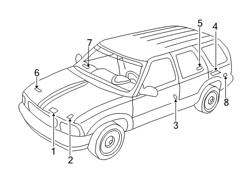 1997 GMC Jimmy Information Labels Diagram