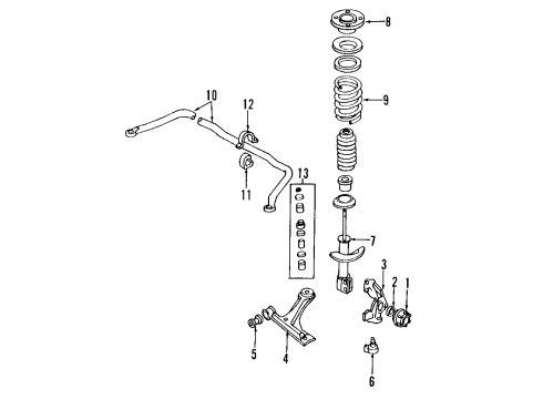 1996 Pontiac Sunfire Front Suspension, Control Arm, Stabilizer Bar Diagram 3 - Thumbnail