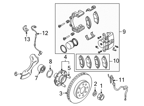 2009 Pontiac G3 Brake Components, Brakes Diagram 1 - Thumbnail