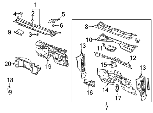 2008 GMC Yukon Cowl Diagram 1 - Thumbnail