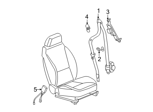 2010 Chevy Malibu Driver Seat Belt Kit (Retractor Side) (W/ Pre, Tensioner)*Titanium Diagram for 19210626