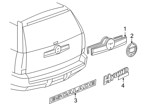 2013 Cadillac Escalade Exterior Trim - Lift Gate Diagram 1 - Thumbnail