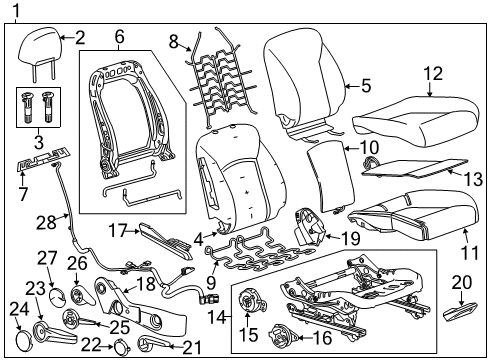 2016 Chevy Cruze Limited Passenger Seat Components Diagram