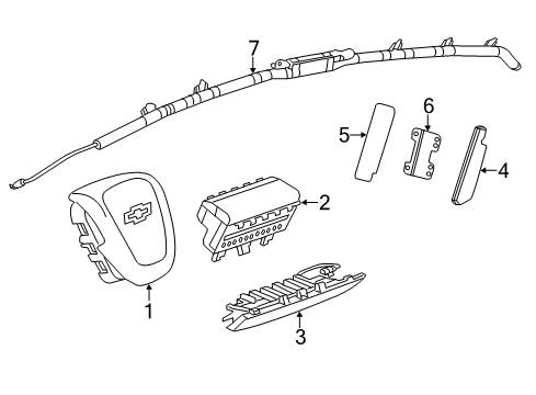 2017 Chevy Sonic Airbag Assembly, Front & Rear Row R/Rail Diagram for 42539064