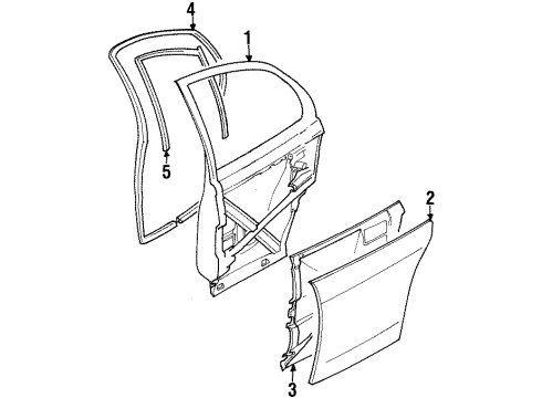 1998 Saturn SL1 Weatherstrip,Rear Side Door <Use 1C5K 0755B> Diagram for 21171280