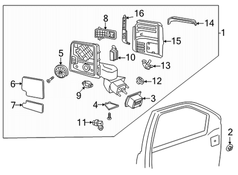 2020 GMC Sierra 3500 HD MIRROR ASM-O/S RR VIEW *BLACK Diagram for 84944525