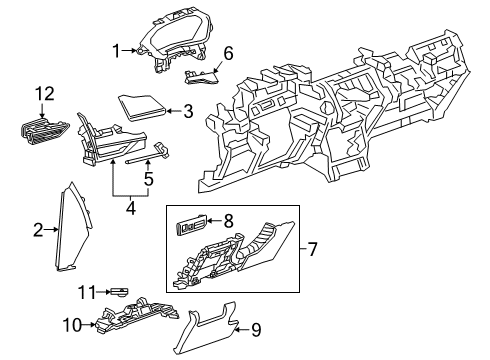 2019 Cadillac XT4 Cover Assembly, I/P Otr Tr *Black Diagram for 84850195