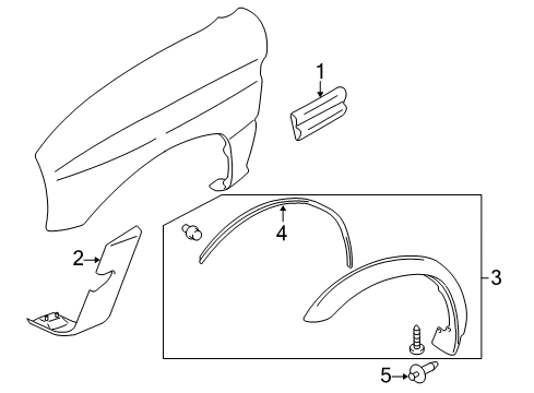 2002 Chevy Tracker Molding,Side Front,RH (On Esn) *Gray Diagram for 30022983