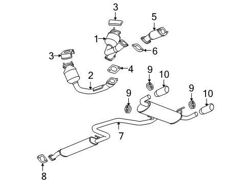 2006 Pontiac G6 3-Way Catalytic Convertor (W/ Exhaust Rear Manifold Pipe) Diagram for 19169162