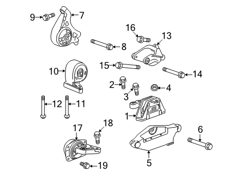 2010 Cadillac SRX Engine & Trans Mounting Diagram 1 - Thumbnail