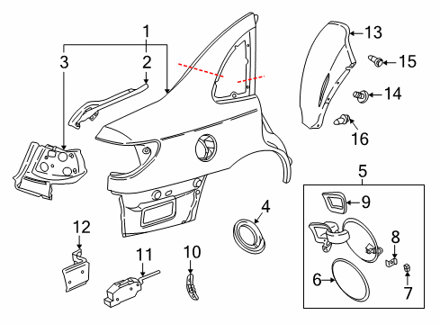 2002 Saturn L200 Quarter Panel & Components Diagram