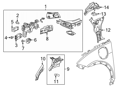 2022 Chevy Bolt EV Structural Components & Rails Diagram