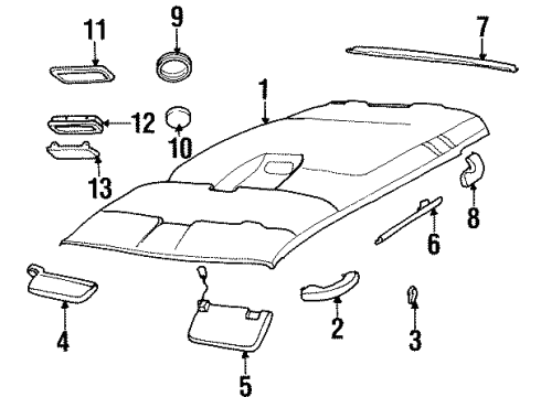 1993 GMC Yukon Panel Assembly, Roof Inner Trim *Light Gray Diagram for 15697193