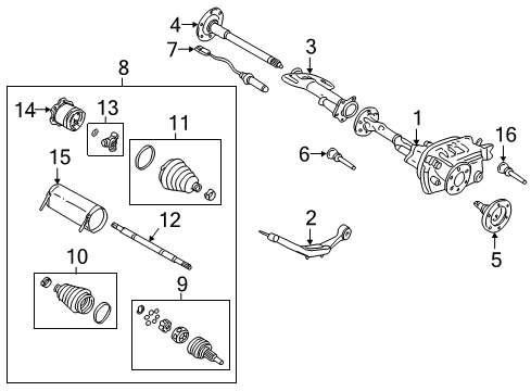 2005 GMC Yukon XL 2500 Carrier & Front Axles Diagram