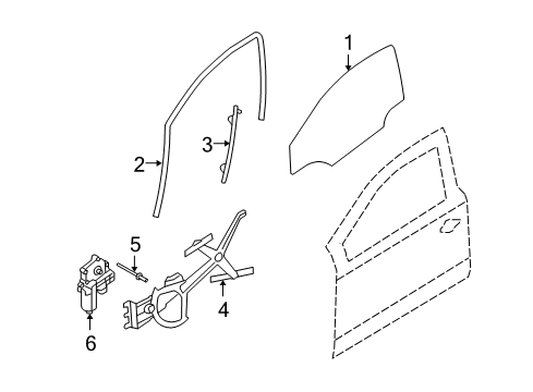 2008 Saturn Astra Weatherstrip,Front Side Door Window Diagram for 13290344