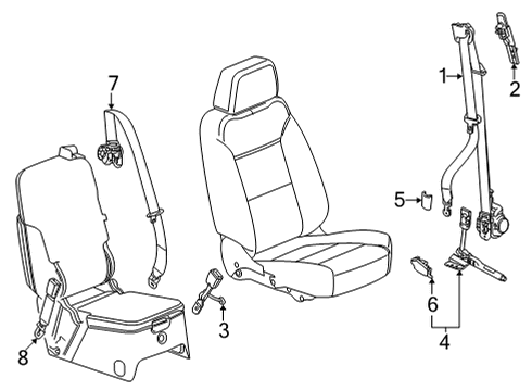 2022 GMC Yukon XL Seat Belt, Body Diagram 1 - Thumbnail