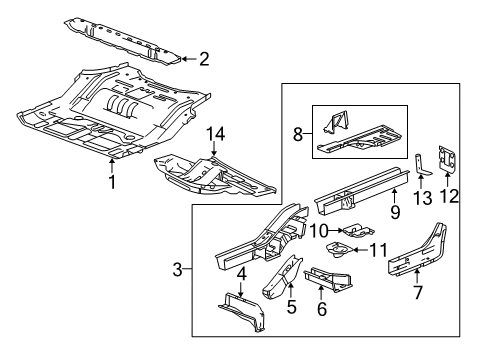 2008 Pontiac Torrent Rear Body - Floor & Rails Diagram