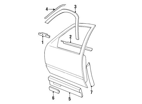 1999 Cadillac DeVille Exterior Trim - Front Door Diagram