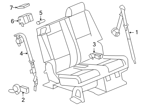 2010 GMC Yukon Rear Seat Belts Diagram 4 - Thumbnail