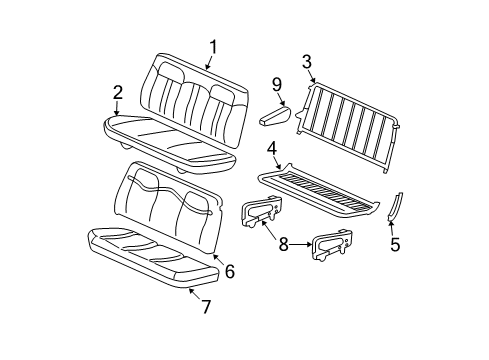 2005 GMC Savana 1500 Pad Asm,Rear Seat #2 Back Cushion Diagram for 88981594