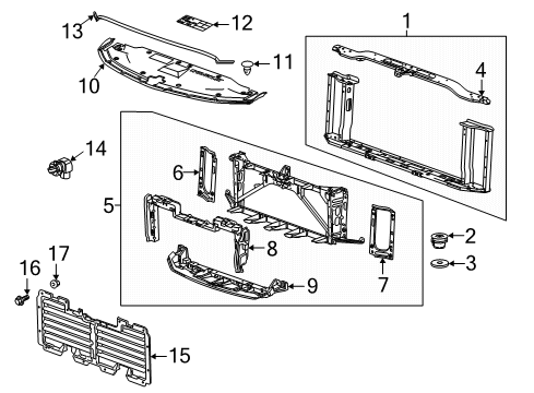 2017 GMC Yukon XL Panel Assembly, Headlamp & Front Grille Mount Diagram for 23266741