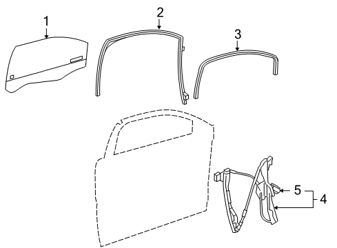 2005 Pontiac G6 Window Assembly, Front Side Door Diagram for 22683746