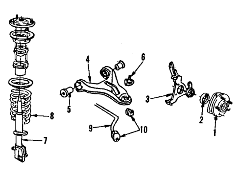 1985 Chevy Citation II Front Suspension Components, Lower Control Arm, Stabilizer Bar Diagram