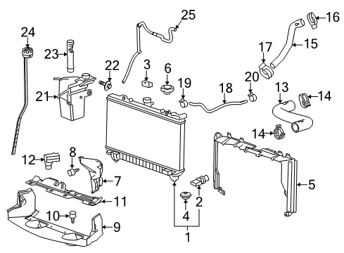 2015 Chevy Camaro Auxiliary Radiator Assembly Diagram for 23259837