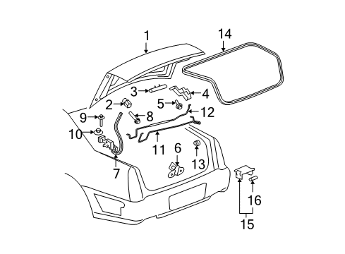 2011 Cadillac DTS Striker Assembly, Rear Compartment Lid Latch Diagram for 22628988