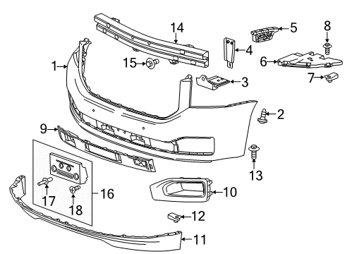 2016 GMC Yukon Front Bumper Diagram