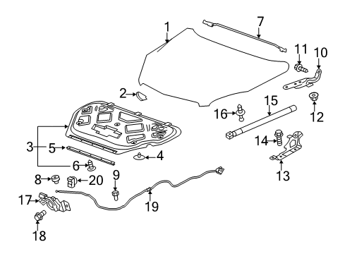 2017 GMC Terrain Hood & Components Diagram