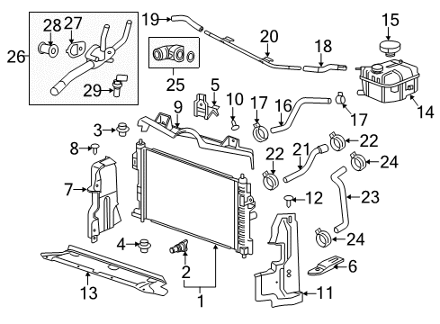 2017 Cadillac XTS Deflector, Radiator Air Upper Diagram for 23455950