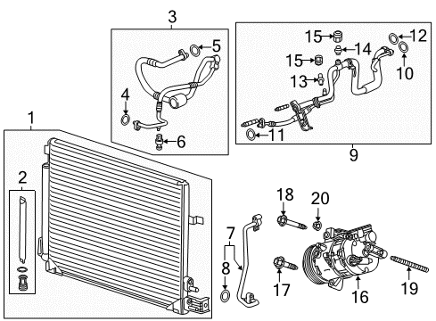 2014 Cadillac ATS A/C Condenser, Compressor & Lines Diagram