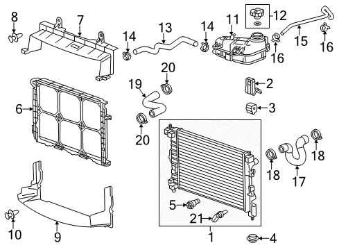 2014 Chevy Sonic Radiator SURGE TANK Outlet Hose Diagram for 96958201