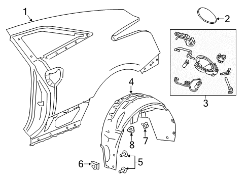 2014 Cadillac ELR Quarter Panel & Components Diagram