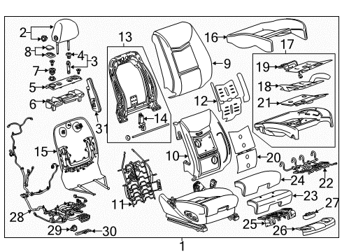 2019 Cadillac XTS Cover Assembly, Front Seat Cushion *Black Diagram for 84354869