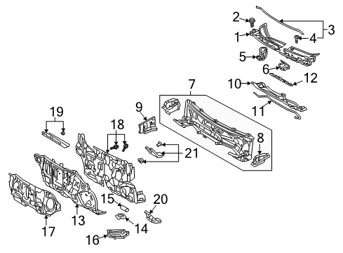 2009 Pontiac Vibe Cowl Diagram