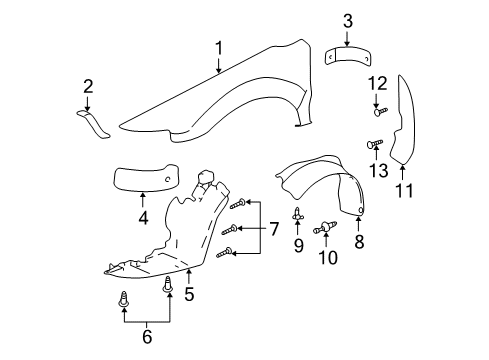 1999 Oldsmobile Alero Shield,Front Wheelhouse Panel Splash Diagram for 22618671