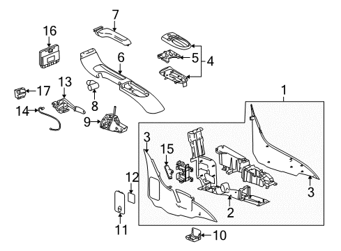 2003 Chevy SSR Bracket, Front Floor Console Diagram for 15285987