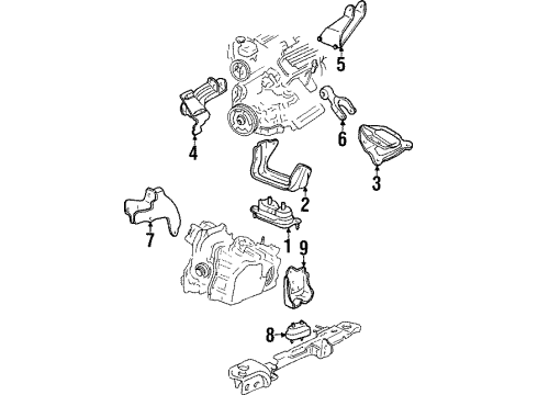 1997 Pontiac Grand Prix Engine & Trans Mounting Diagram 2 - Thumbnail