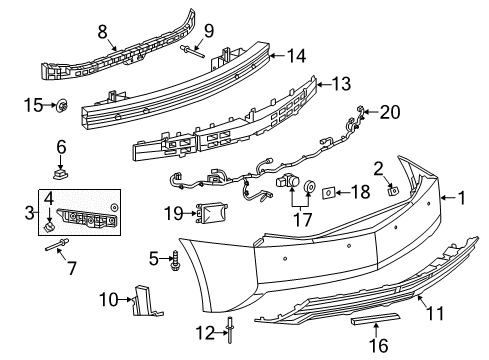 2014 Cadillac ELR Guide, Rear Bumper Fascia Diagram for 23429830