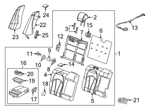 2018 Buick LaCrosse Bezel, Rear Seat Latch Striker Diagram for 23491425