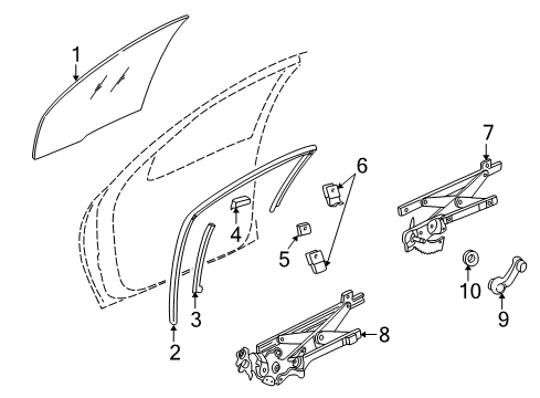 2002 Pontiac Sunfire Front Door - Glass & Hardware Diagram