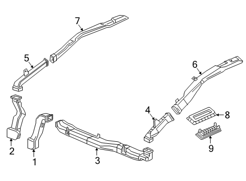 2016 Cadillac CT6 Outlet Assembly, Auxiliary A/C Air *Black Diagram for 23341327