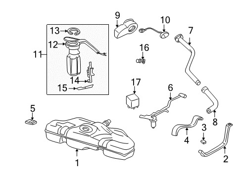 1999 Oldsmobile Alero Fuel System Components Diagram 1 - Thumbnail