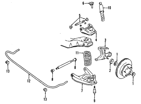 1987 GMC G3500 Front Suspension Components, Stabilizer Bar Diagram 2 - Thumbnail