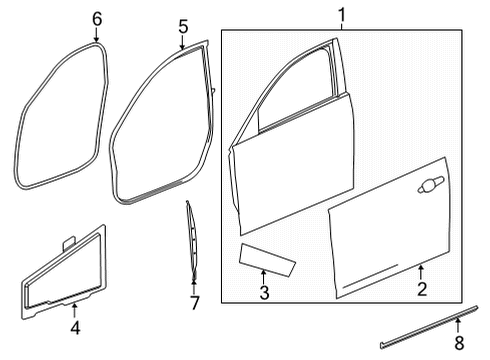 2020 Cadillac CT5 Weatherstrip Assembly, Front S/D Frt Aux Diagram for 84028320