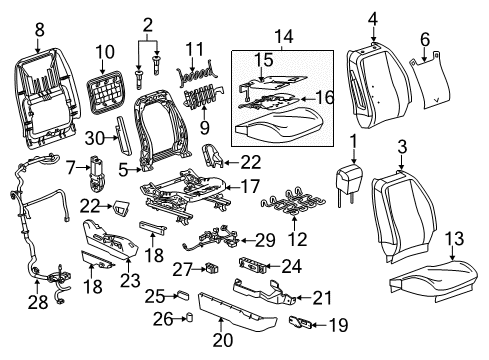 2015 Chevy Equinox Passenger Seat Components Diagram