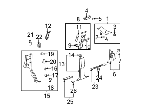 2007 Chevy Suburban 2500 Interior Trim - Pillars, Rocker & Floor Diagram